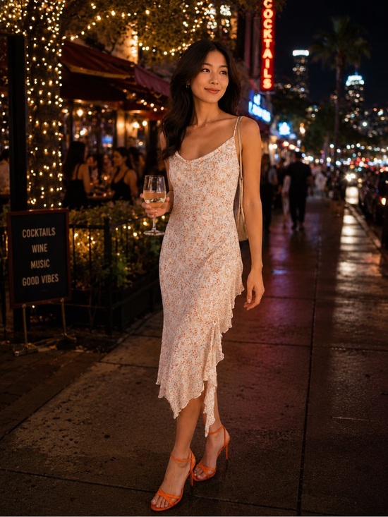Caution To The Wind Dresses & Skirts - NWOT Caution To The Wind Cream Floral Slip Dress with Pink and Green Print